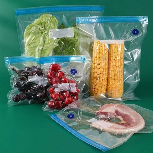 Vacuum Sealer Bags for Food, 10 Pcs Small Size 8.66" x 8.3" Food Storage Bags for Sous Vide Cooking Microwave Heating, Air Valve Zipper Bags & Zip Clips in Kuwait