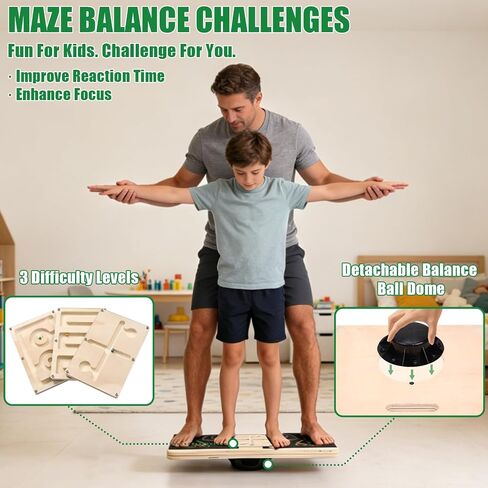 Wooden Slant Board for Exercise & 17.5" Wide Calf Stretch Board | Adjustable Incline Board with 12 Angles for Squats and Physical Therapy, Funny Balance Board with 3 Difficulty Maze Tracks in Kuwait