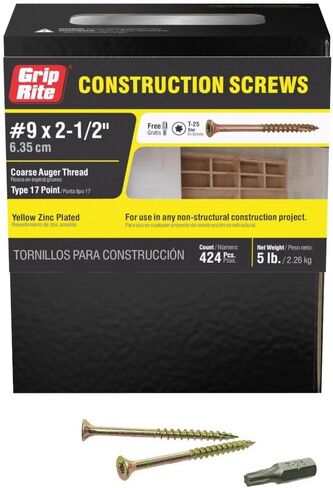 Grip Rite Prime Guard 212GCS5 T25 Star Drive Construction Screws with Type 17 Tip 5-Pound Box, 8 by 2-1/2", Gold in Kuwait