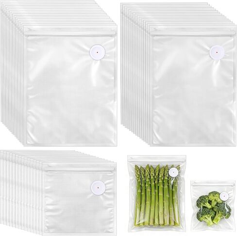 45 Pcs Vacuum Sealer Bags for Food, 3 Size Reusable Sous Vide Bags with Air Valve 8.7" x8.3" and 13.3" x 10.3" and 13.3" x 11.8" Air Valve Zipper Bag for Food Storage Freshness (S+M+L) in Kuwait