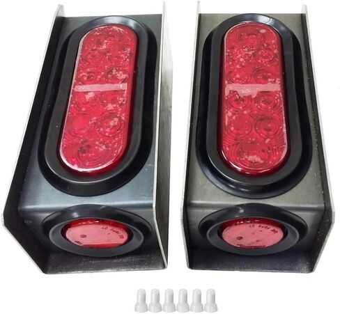 24013K 2 Steel Trailer Light Boxes w/Red 6" Oval & 2" Marker LED Lights +Wire Connector in Kuwait
