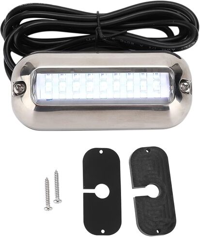 ضوء القارب الأزرق 27LED تحت الماء، مصباح رافدة بحرية مع سطوع 74LM، غلاف من الفولاذ المقاوم للصدأ IP68 لمقطورة RV وأنظمة تيار مستمر 10-30 فولت in Kuwait