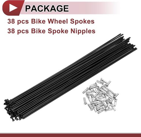 38 Set 13G Bicycle Spokes 254mm Bike Wheel Spokes Carbon Steel Black in Kuwait