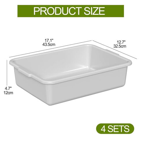 4-Pack 15 L Commercial Bus Tubs, Restaurant Dish Bins, Gray | Food Service Bus Tote Box in Kuwait