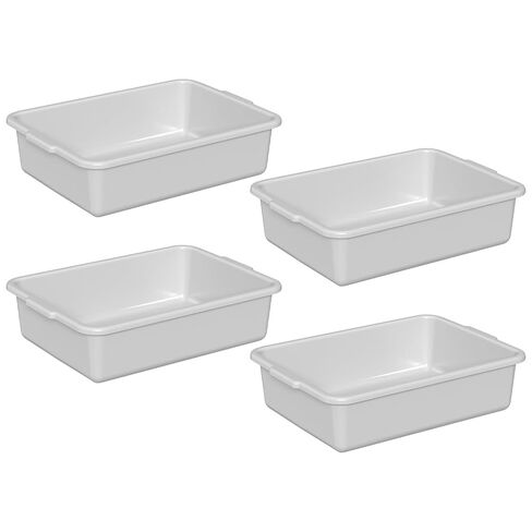 4-Pack 15 L Commercial Bus Tubs, Restaurant Dish Bins, Gray | Food Service Bus Tote Box in Kuwait
