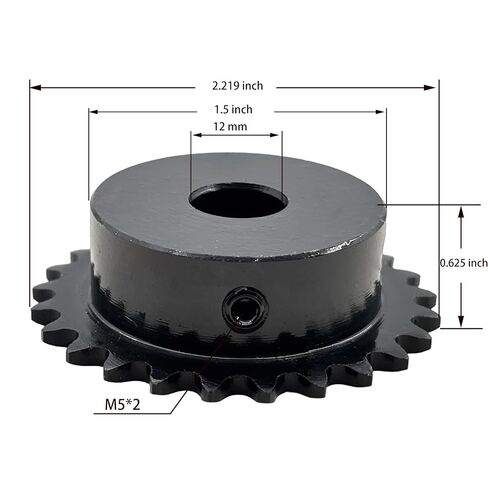 #25 Roller Chain Sprocket Type B 12mm Bore 25 Tooth, Hardened Antirust 1045 Steel Drive Sprockets 25B25-12mm in Saudi Arabia
