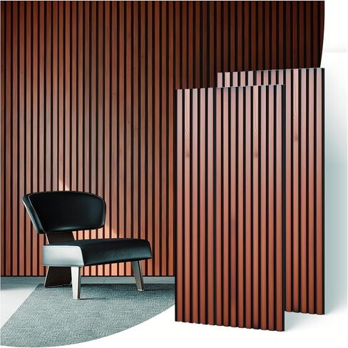 NAVREX 2 Solid Wood Slat Acoustic Panels for Wall and Ceiling - 3D Fire Resistant Fluted Sound Absorbing Acoustic Wall Panel in Walnut Finish for Living Room, Home Theater, Office & Bedroom Decoration, Value Lies in Material (47.2 x 23.6) in Kuwait