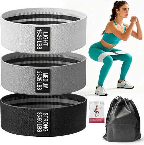 TEAWOO Resistance Bands Set for Working Out: 3 PCS Professional Exercise Bands for Yoga, Pilates, Booty, Leg Training |Fabric Stretch Bands for Women Men Home Gym in Kuwait