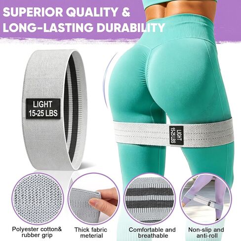 TEAWOO Resistance Bands Set for Working Out: 3 PCS Professional Exercise Bands for Yoga, Pilates, Booty, Leg Training |Fabric Stretch Bands for Women Men Home Gym in Kuwait