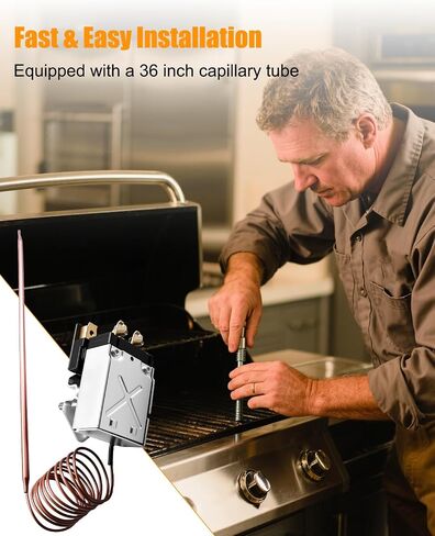 ترقية SA-465-36 استبدال التحكم في ترموستات الشواية الكهربائية مناسب لـ Star Max Griddle 2T-Z5958 MFG 2T-Z5958 MFG Z5958 AllPoints 46-1368، درجة الحرارة 100-450F in Kuwait