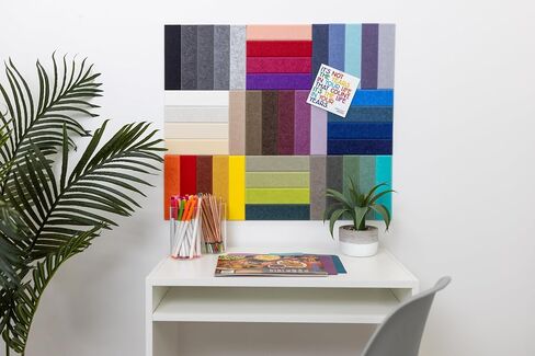 Felt Right Full 42-Color Felt Wall Tile Sample Kit, 2"x8" Beveled PET Acoustic Felt Swatches, Color and Texture Samples for Wall Panels, Pinnable, Renter Friendly, Made from 50% Recycled Material in Kuwait