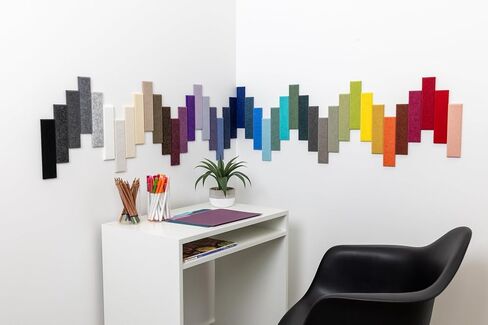 Felt Right Full 42-Color Felt Wall Tile Sample Kit, 2"x8" Beveled PET Acoustic Felt Swatches, Color and Texture Samples for Wall Panels, Pinnable, Renter Friendly, Made from 50% Recycled Material in Kuwait