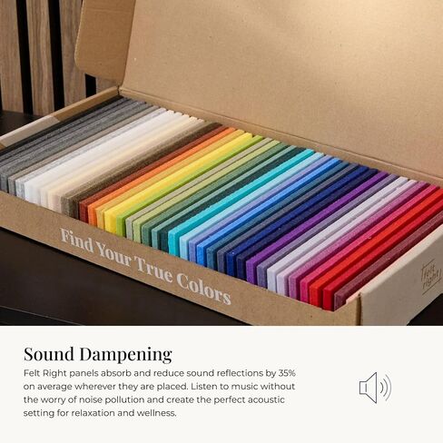 Felt Right Full 42-Color Felt Wall Tile Sample Kit, 2"x8" Beveled PET Acoustic Felt Swatches, Color and Texture Samples for Wall Panels, Pinnable, Renter Friendly, Made from 50% Recycled Material in Kuwait