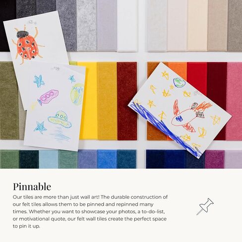 Felt Right Full 42-Color Felt Wall Tile Sample Kit, 2"x8" Beveled PET Acoustic Felt Swatches, Color and Texture Samples for Wall Panels, Pinnable, Renter Friendly, Made from 50% Recycled Material in Kuwait