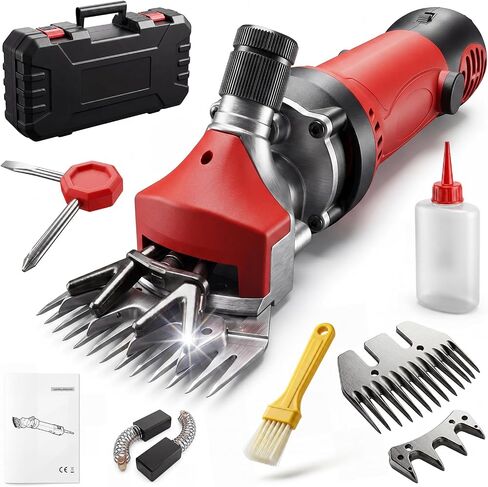 GIRAVO Electric Sheep Shears 900W, 6 Speed Adjustable Heavy Duty Sheep and Horse Clippers, Farm Livestock Grooming Kit, Livestock Clippers for Horse, Cattle, Goat and Thick Coat Animals (Red) in Saudi Arabia