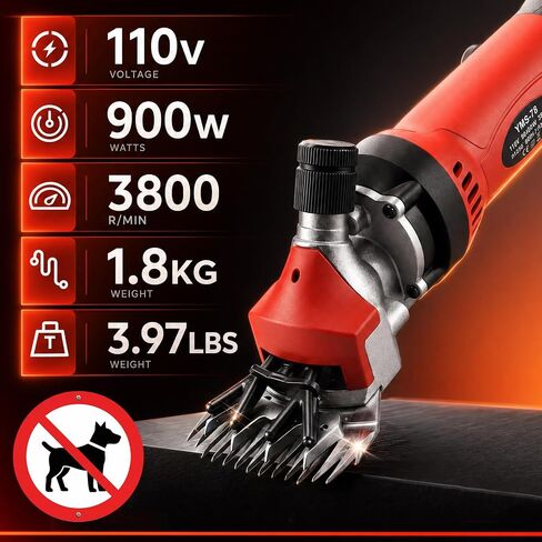 GIRAVO Electric Sheep Shears 900W, 6 Speed Adjustable Heavy Duty Sheep and Horse Clippers, Farm Livestock Grooming Kit, Livestock Clippers for Horse, Cattle, Goat and Thick Coat Animals (Red) in Saudi Arabia