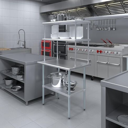 KPS Stainless Steel Double Overshelf – 18" x 36" NSF Certified 2-Tier Adjustable Overshelf for Commercial Kitchen or Food Truck in Kuwait