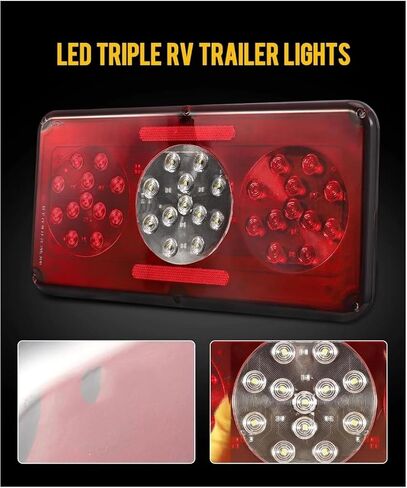 GTCV-0424066603 مستطيلة ثلاثية LED مقطورة الذيل ضوء أحمر RV العربة متنقل in Kuwait