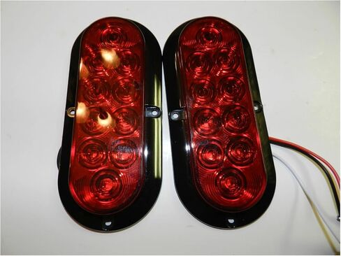 2 pack STL78RB Trailer truck Red LED Surface Mount 6" Oval Stop Turn Tail Light Sealed in Kuwait