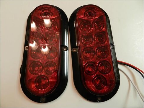 2 pack STL78RB Trailer truck Red LED Surface Mount 6" Oval Stop Turn Tail Light Sealed in Kuwait