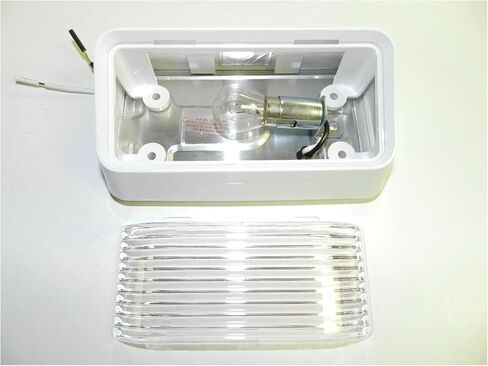 RVPL1C 12 volt RV Porch Light rectangle clear lens camper RV trailer white exterior in Kuwait