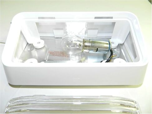 RVPL1C 12 volt RV Porch Light rectangle clear lens camper RV trailer white exterior in Kuwait