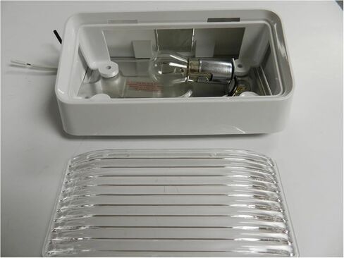 RVPL1C 12 volt RV Porch Light rectangle clear lens camper RV trailer white exterior in Kuwait