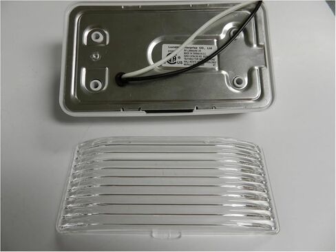 RVPL1C 12 volt RV Porch Light rectangle clear lens camper RV trailer white exterior in Kuwait