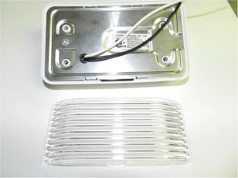 RVPL1C 12 volt RV Porch Light rectangle clear lens camper RV trailer white exterior in Kuwait