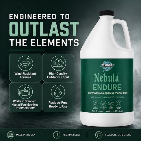 سائل الضباب الخارجي SurgeFX Nebula Endure، 1 جالون - عصير ضباب عالي الكثافة للممرات المسكونة والمهرجانات والمراحل الخارجية in Kuwait