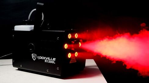 حزمة Rockville R1200L: آلة الضباب/الدخان مع مصابيح LED RGB، 7 قنوات DMX، أجهزة تحكم عن بعد سلكية ولاسلكية، سائل عصير الضباب RFJG جالون لإضاءة المسرح والدي جي، عنصران in Kuwait