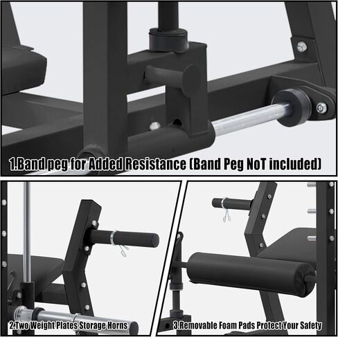 GarveeLife Hip Thrust Machine 770 LBS, Heavy Duty Plate Loaded Glute Bridge Machine with Band Peg & Weight Holder, Butt Exercise Workout Equipment for Home Gym Glute Building, Glute Trainer in Saudi Arabia