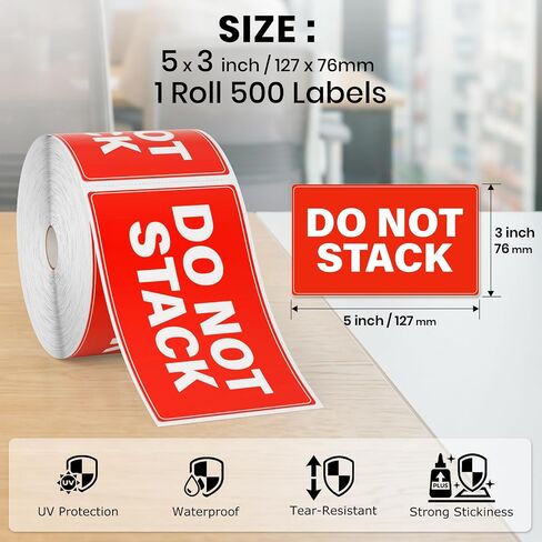 5" x 3" Do Not Stack Label Stickers 500 Pcs Waterproof Vinyl Stickers Permanent Adhesive Warning Labels Business Delivery Shipping Sticker in Kuwait