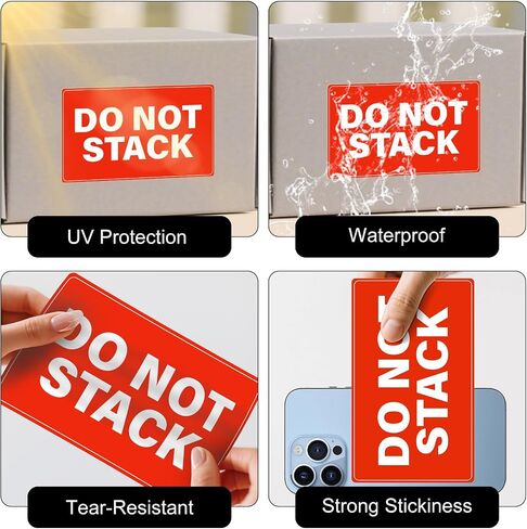 5" x 3" Do Not Stack Label Stickers 500 Pcs Waterproof Vinyl Stickers Permanent Adhesive Warning Labels Business Delivery Shipping Sticker in Kuwait