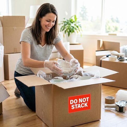 5" x 3" Do Not Stack Label Stickers 500 Pcs Waterproof Vinyl Stickers Permanent Adhesive Warning Labels Business Delivery Shipping Sticker in Kuwait