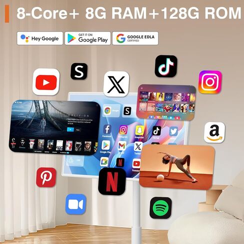 جهاز لوحي ذكي محمول بحجم 32 بوصة ، تلفزيون محمول على عجلات مع كاميرا 4K ، ذاكرة الوصول العشوائي 8G+128G تخزين ، Android 13 OS ، بطارية مدمجة (حتى 8 ساعات) ، دوران دوار كامل ، التحكم عن بُعد الصوت in Kuwait