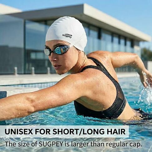 Large Swim Cap for Long Thick Hair, Silicone Swimming Hat for Adults, Unisex Water Sport Cap with Ear Protection for Braids, Dreadlocks, Curly Hair, Afros, Weaves - Professional Grade in Kuwait