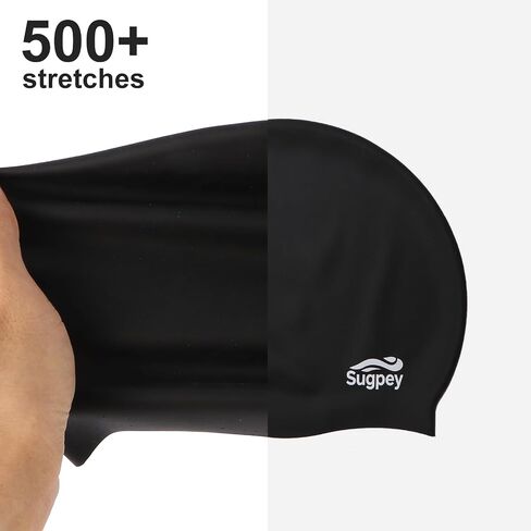 Large Swim Cap for Long Thick Hair, Silicone Swimming Hat for Adults, Unisex Water Sport Cap with Ear Protection for Braids, Dreadlocks, Curly Hair, Afros, Weaves - Professional Grade in Kuwait
