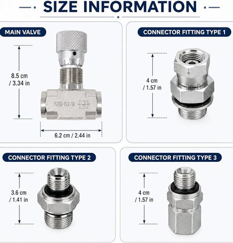 STB-G3/8 3/8 L08 صمام التحكم في التدفق الهيدروليكي متوافق مع مجموعة صمامات مقيد ثنائية الاتجاه للحفار الصغير 1-2 طن مع 4 موصلات in Kuwait