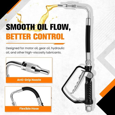 Air-Operated Oil Gun Dispenser, Oil Control Valve Nozzle with 1/2-Inch NPT Inlet, Heavy Duty Pneumatic Dispenser for Motor and Gear Lubricants, Hydraulic Fluid and Antifreeze in Kuwait