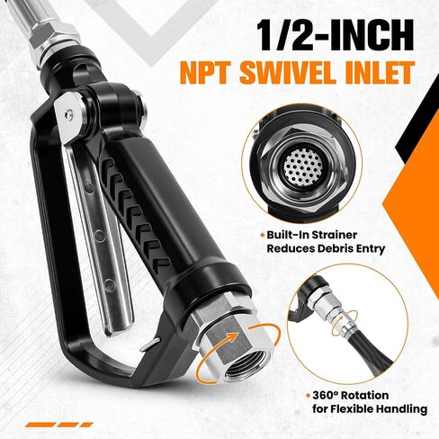 Air-Operated Oil Gun Dispenser, Oil Control Valve Nozzle with 1/2-Inch NPT Inlet, Heavy Duty Pneumatic Dispenser for Motor and Gear Lubricants, Hydraulic Fluid and Antifreeze in Kuwait