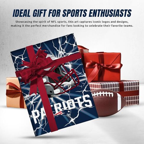 New England Patriots 3D Poster Print Wall Art | 12 x 16 Pictures NFL Lenticular Posters | Football Merch, Game Room Artwork & Man Cave Decor Gifts for Men & Women - Poster Only in Kuwait
