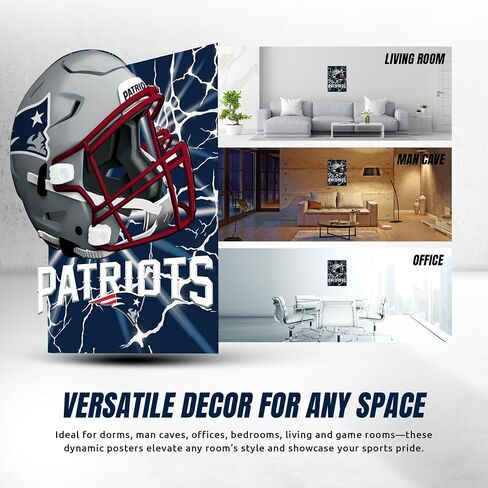 New England Patriots 3D Poster Print Wall Art | 12 x 16 Pictures NFL Lenticular Posters | Football Merch, Game Room Artwork & Man Cave Decor Gifts for Men & Women - Poster Only in Kuwait