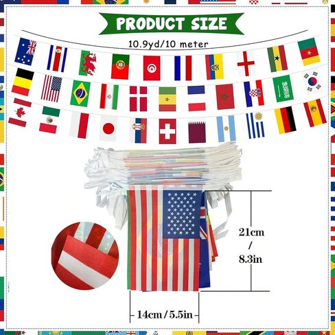 Dreasmt 2026 World Soccer Wall Chart Schedule Poster & 32 Countries String Flag Banner Set, Soccer 2026 Tournament Schedule and Team Info Chart Poster Soccer Fan Decor in Kuwait
