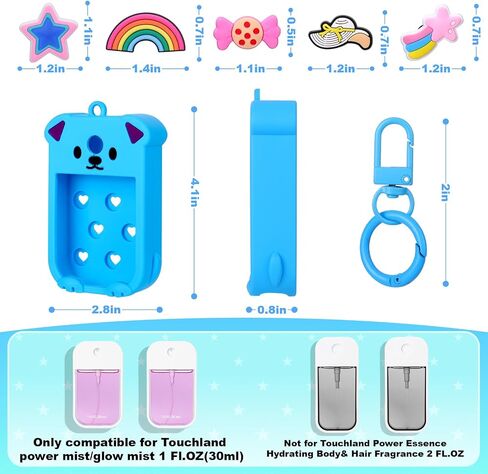Juome Silicone Case for Touchland Hand Sanitizer Spray with Keychain & Charms, Dog Protective Holder Compatible with Touchland Power Mist & Glow Mist 1 FL Oz/30ML, Travel Cover Sleeve Accessory-Purple in Saudi Arabia