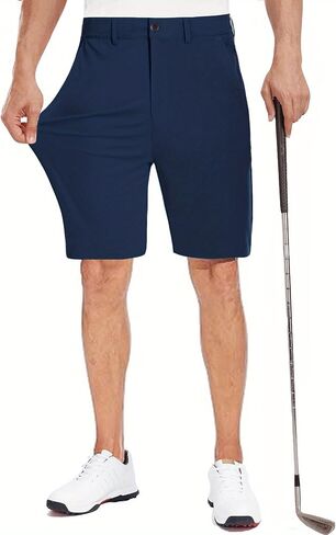 Men's Lightweight Stretch Golf Shorts with 4 Pocket 9" Inseam Casual Work Dress Shorts for Outdoor Hiking and Climbing in Kuwait