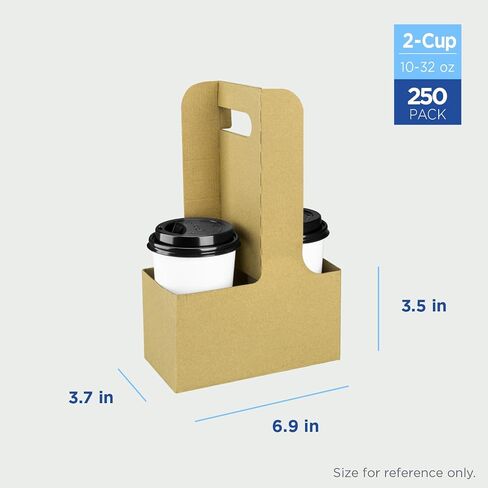 Karat Paperboard Drink Carrier with Handle - Sturdy Kraft Coffee Cup Carrier for Hot/Cold Beverages, Fits 10-32 oz Cups - Eco-Friendly, Disposable to-Go Drink Holder (2-Cup) in Kuwait