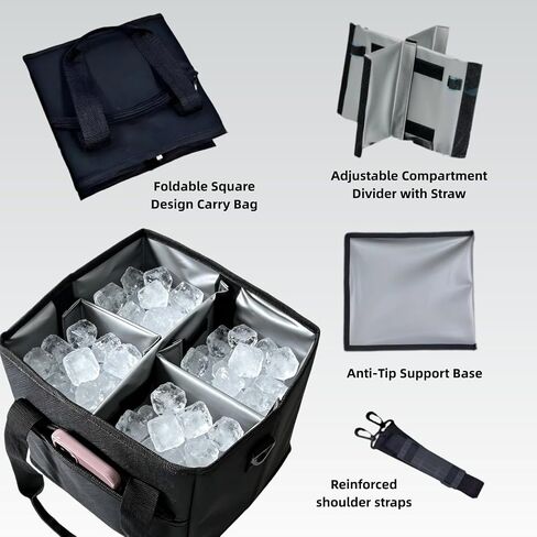 4 Cup Drink Carrier with Insulated Design - Collapsible Beverage Caddy with Adjustable Dividers & Shoulder Strap - Reusable Coffee Holder Tote Bag for Delivery, Travel & Car - No-Spill Drink Holder in Kuwait
