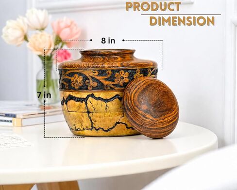 Cremation Urn for Human Ashes Keepsake with Threaded Lid - Funeral Memorial Urns for Ashes - Natural Mix Wood Burning Urn in Kuwait