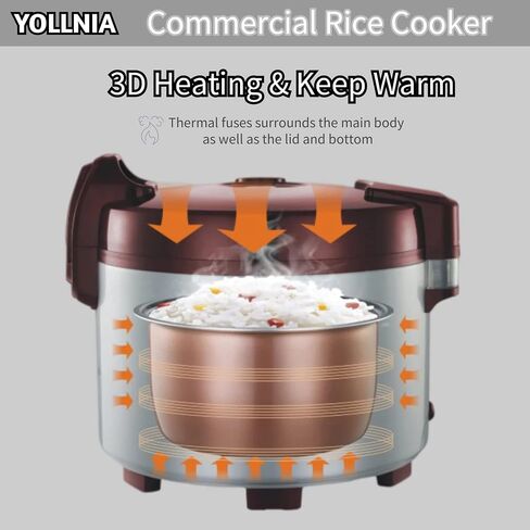 Commercial Large Rice Cooker & Food warmer | 13.8QT/65 Cup cooked rice | Non-stick Inner Pot |Auto Warmer Mode |1350W Fast Cooking in Kuwait